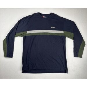 Chaps Ralph Lauren Men's Navy Green Stripe Long Sleeve Shirt XXL 100% Cotton